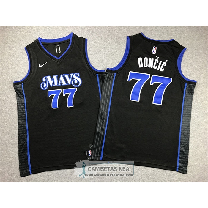 Camiseta Nino Dallas Mavericks Luka Doncic NO 77 Ciudad 2023-24 Azul